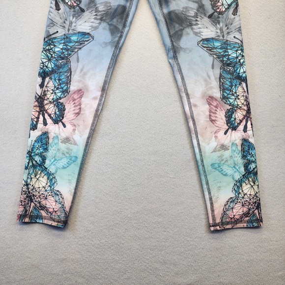 Evolution and Creation Butterfly Print Leggings Blue Geometric Yoga Pants Small - Picture 6 of 9